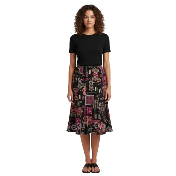 Choices Dresses & Skirts - Choices Women's Black Pink Multicolor Printed Ruffle Flounce Skirt Size Medium